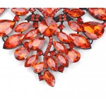 Ruby Red Crystal Marquise Ornate Statement Necklace